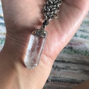 Free people clear quartz necklace